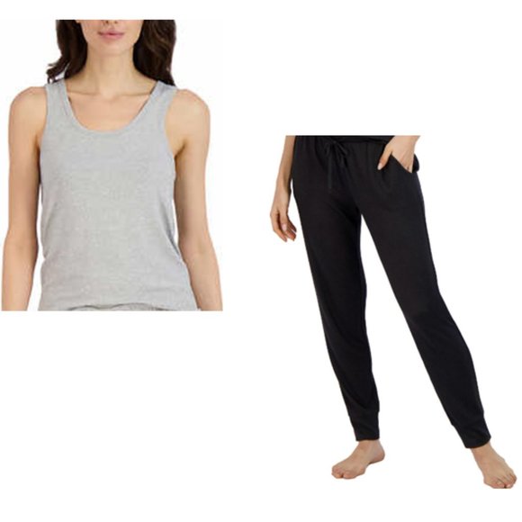 Live 2 Lounge Set 2Pc Gray Tank Top S and Black Sweat Pants M - Picture 1 of 1